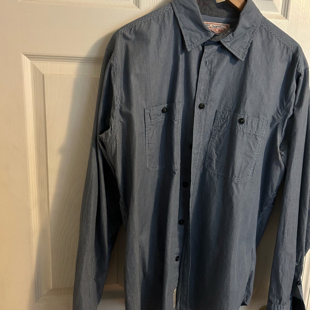 Men's Blue Striped Work Shirt